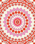 Vibrant Red Pink Floral Mandala Design Rug