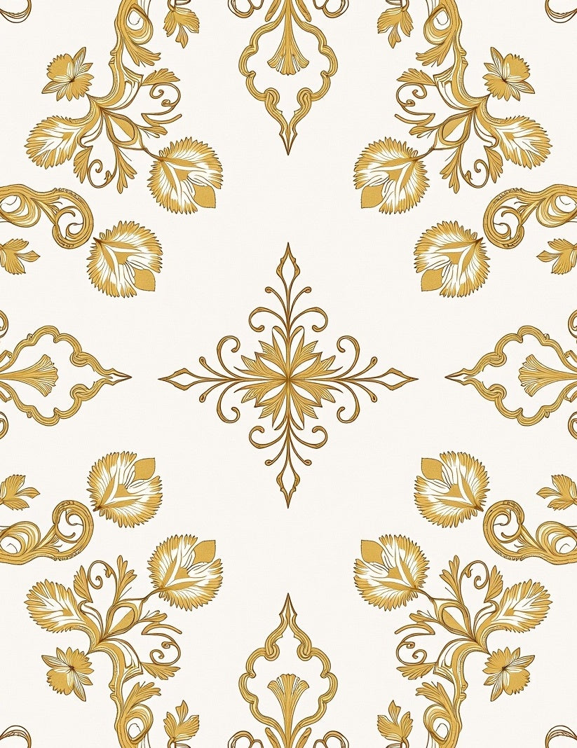 Ornate Floral Damask Pattern Rug