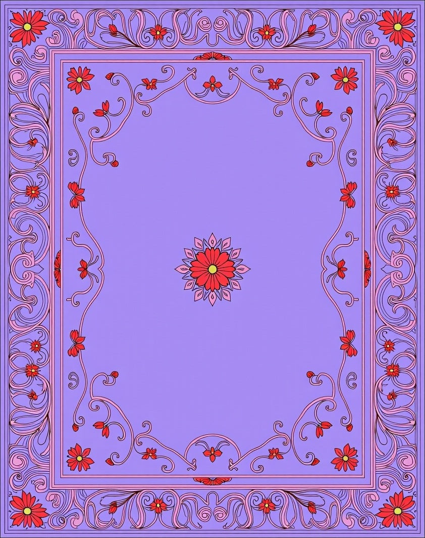 Floral Vine Mandala With Purple Accents Rug