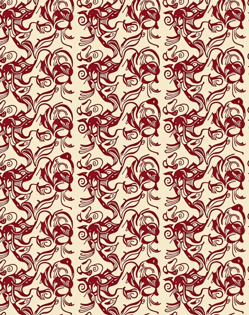 Crimson Abstract Swirl Pattern Rug