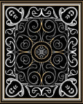 Elegant Black White Gold Scroll Pattern Rug