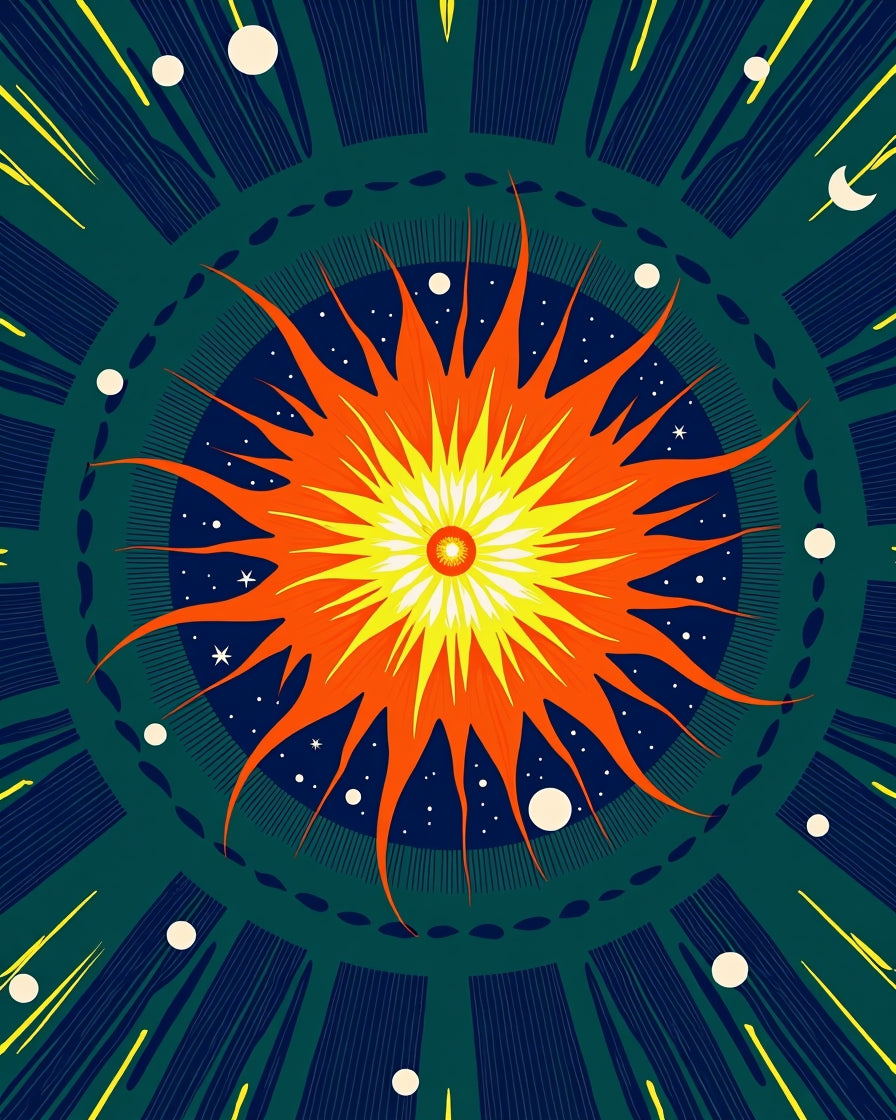 Cosmic Sun Radiant Burst Pattern Rug