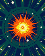 Cosmic Sun Radiant Burst Pattern Rug