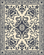 Classic Floral Scroll Border Pattern Rug