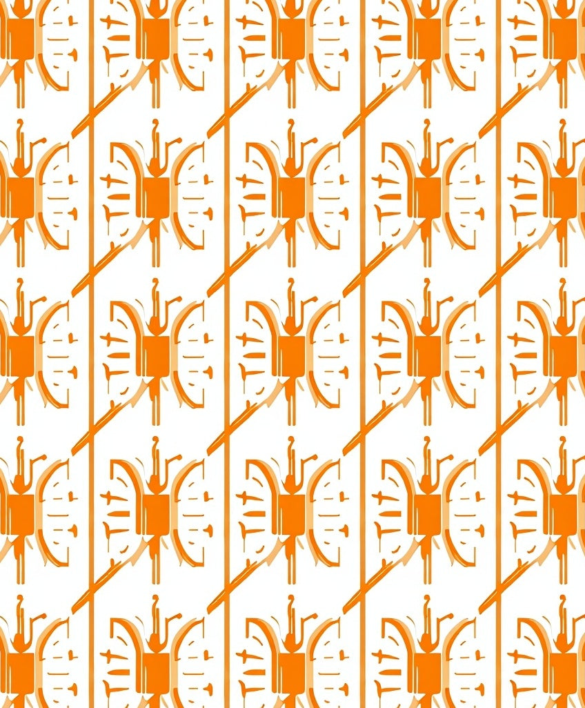 Orange Geometric Stylized Figure Pattern Rug