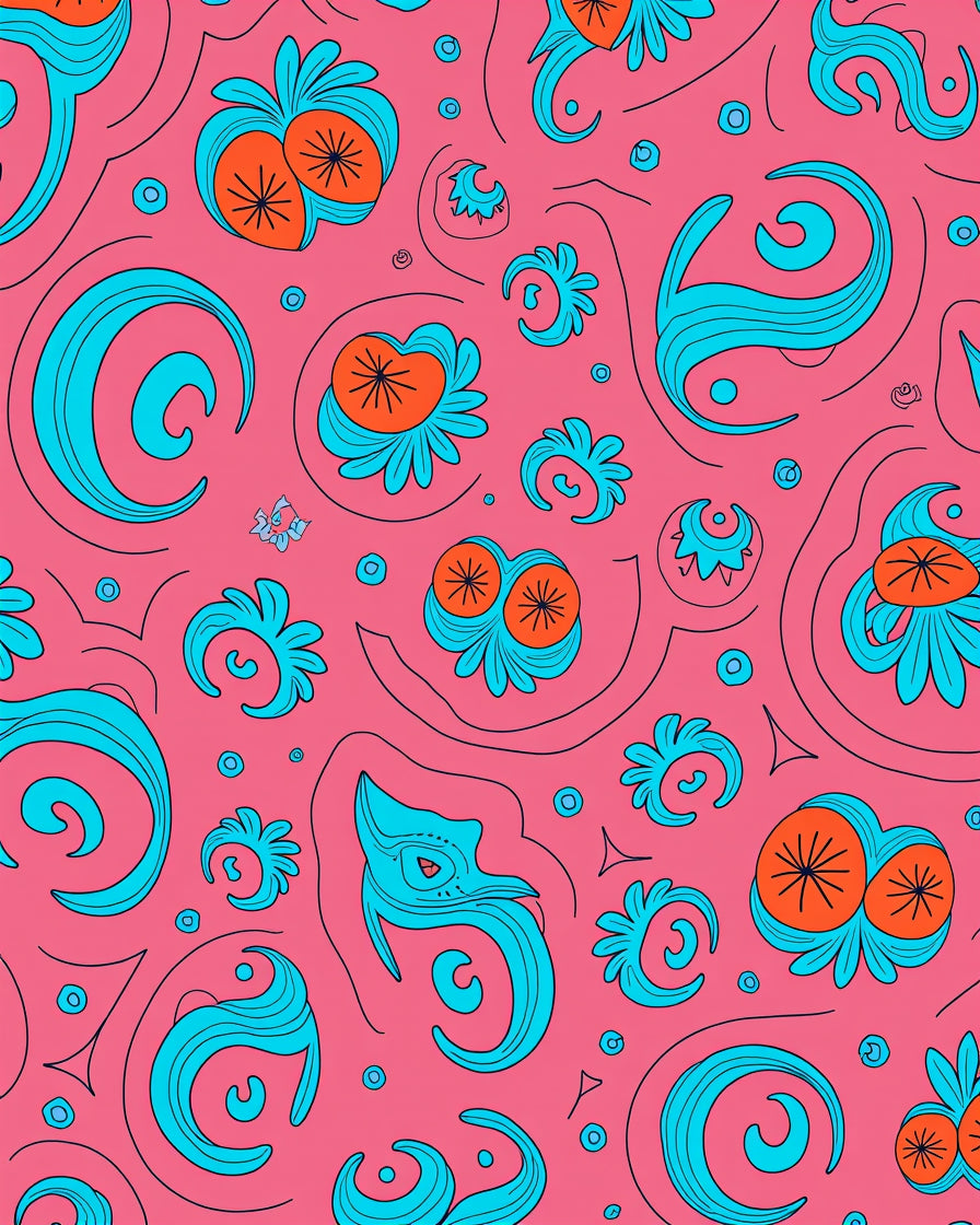 Whimsical Turquoise Swirl Floral Design Rug
