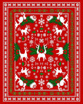 White Reindeer And Snowflakes Red Rug