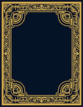 Ornate Blue Gold Decorative Frame Rug