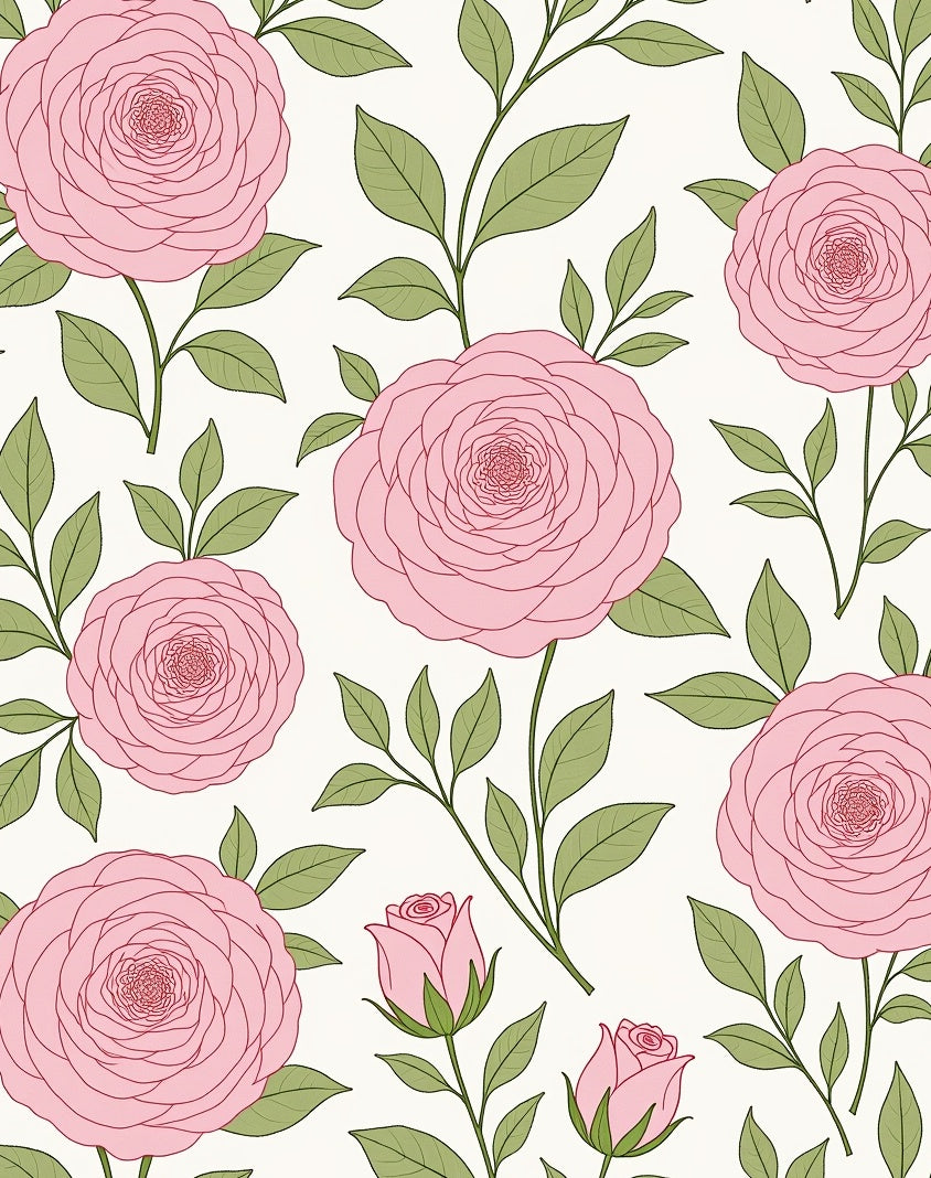 Pink Floral Garden Pattern Rug