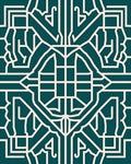 Geometric Art Deco Teal Cream Rug