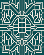 Geometric Art Deco Teal Cream Rug