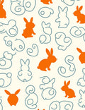 Orange Bunny Line Art Pattern Rug
