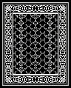 Elegant Black White Ornamental Rug