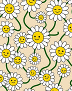 Daisy Smiley Faces Retro Design Rug