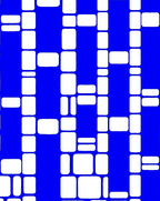 Abstract Blue White Rounded Rectangle Pattern Rug