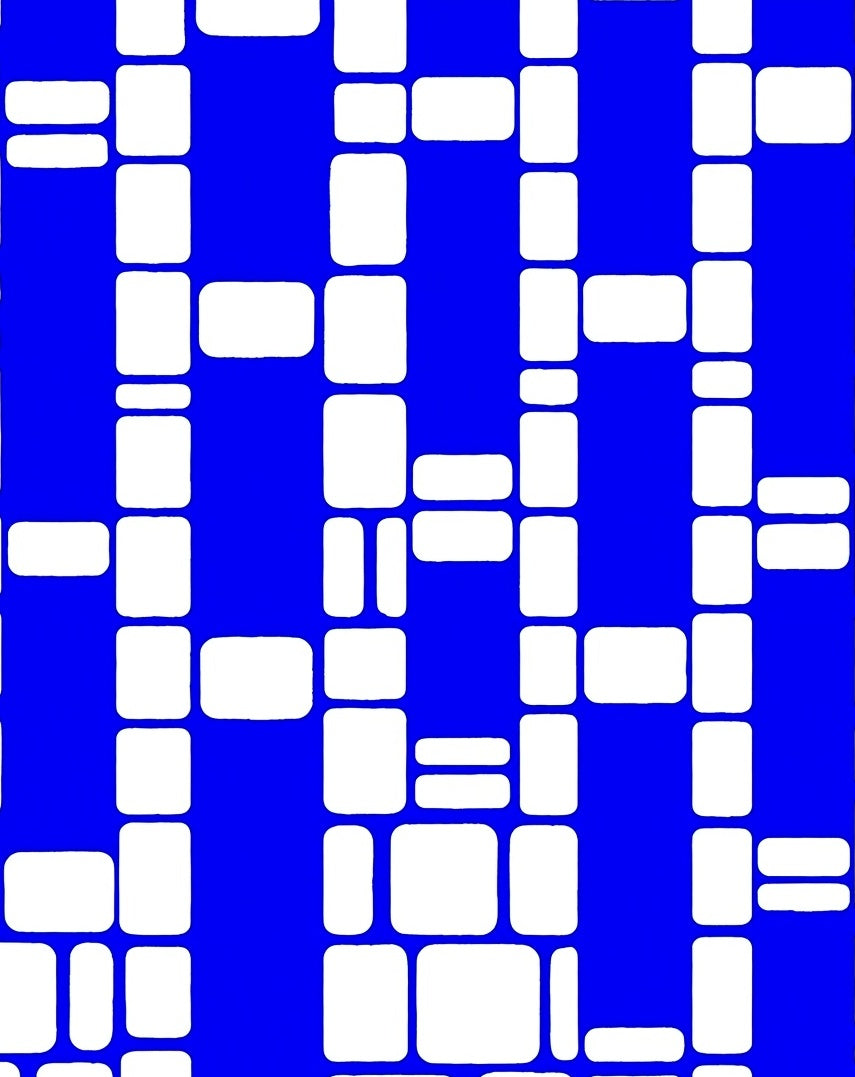 Abstract Blue White Rounded Rectangle Pattern Rug