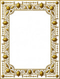Ornate Golden Scroll and Leaf Border Rug