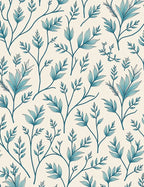 Botanical Vining Pattern With A Teal Hue Rug