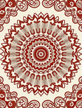 Ornate Radial Red Floral Design Rug