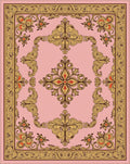 Ornate Floral Scrollwork Pink Rug