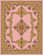Ornate Floral Scrollwork Pink Rug