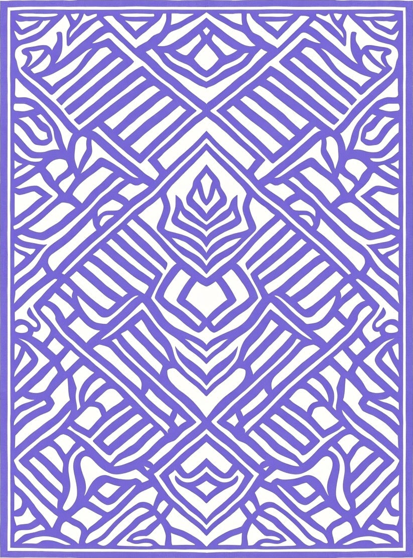 Ornate Geometric Leaf Pattern Rug