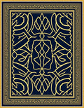 Geometric Abstract Regal Blue Gold Design Rug