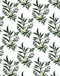 Dark Green Floral Branch Pattern Rug