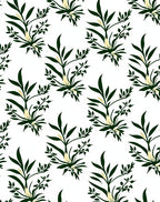 Dark Green Floral Branch Pattern Rug