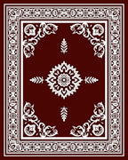 Ornate Floral Medallion Vine Border Rug