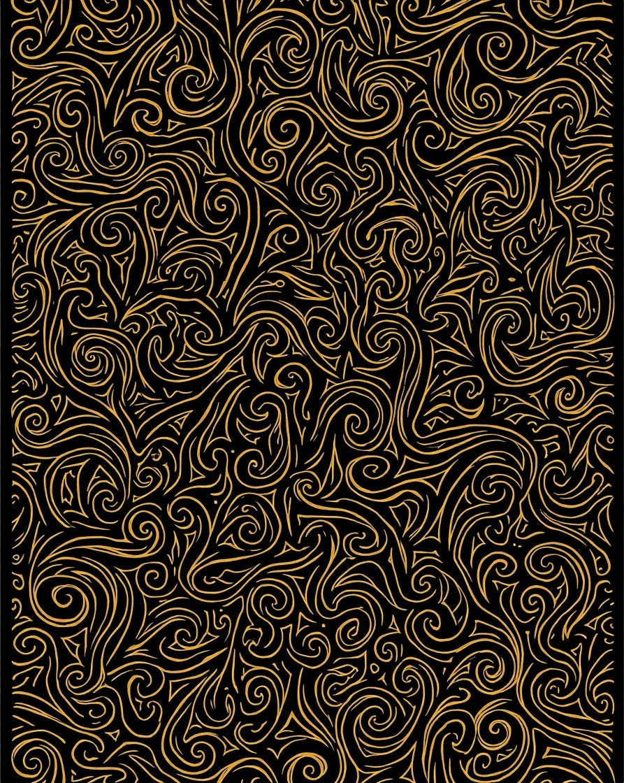 Abstract Golden Swirl Pattern Rug