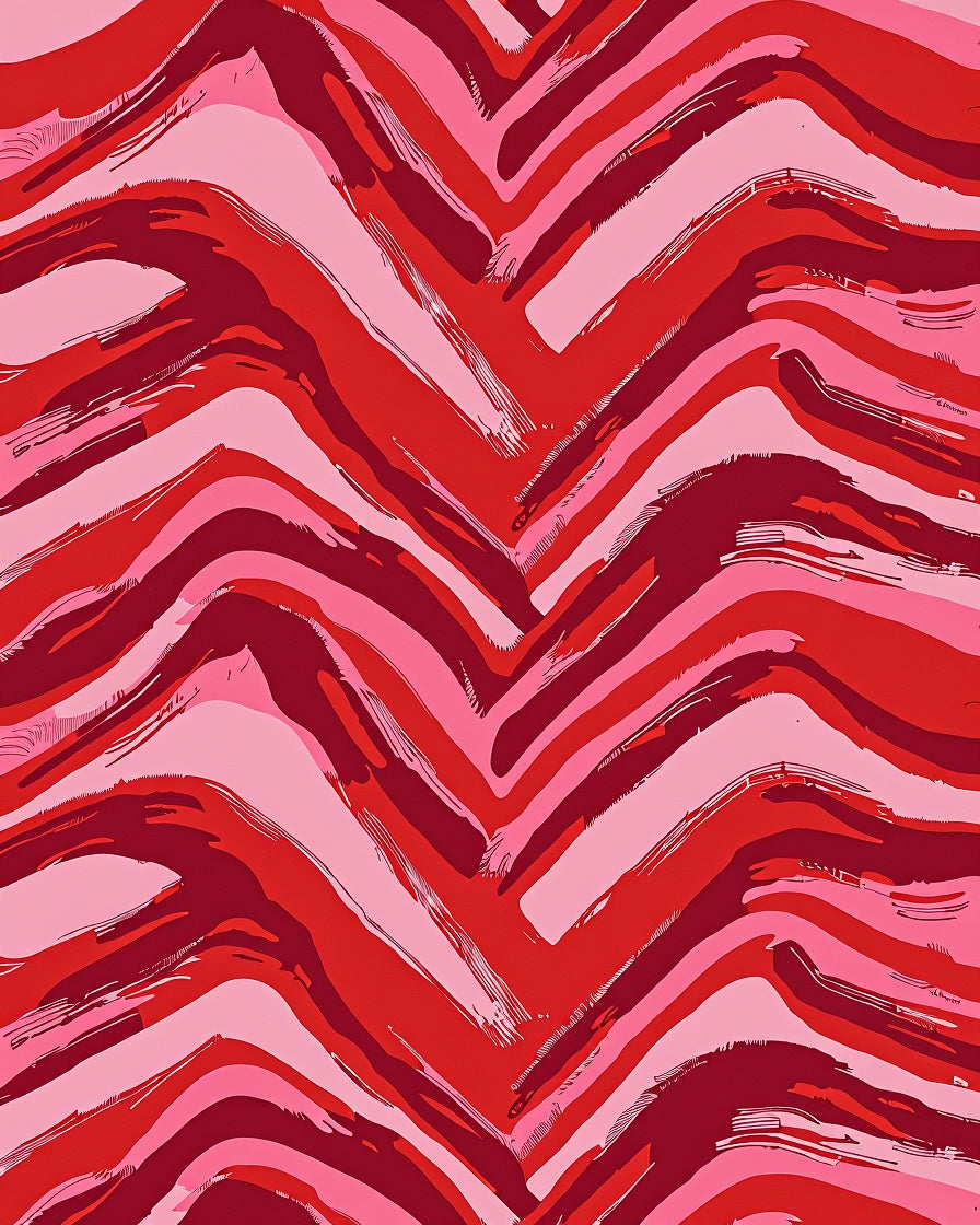 Bold Red Pink Brushstroke Stripe Rug