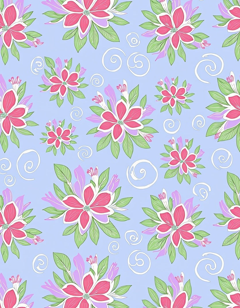 Pink And Purple Floral Swirl Pattern Rug