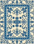 Classic Blue White Floral Medallion Design Rug