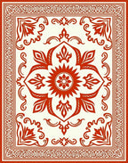 Classic Red Floral Medallion Border Rug