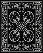 Classic Black White Ornamental Design Rug