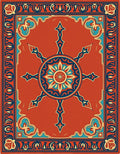 Ornate Red Blue Mandala Rug