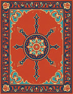 Ornate Red Blue Mandala Rug