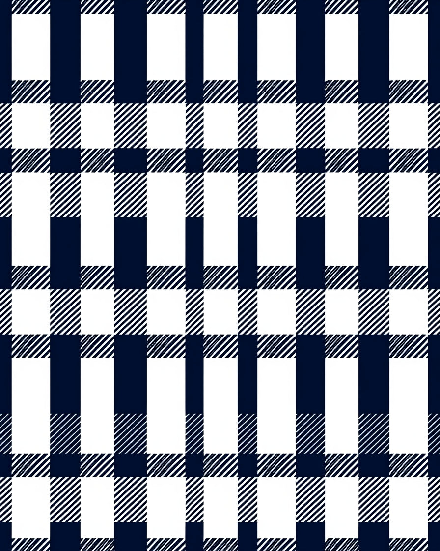 Classic Navy White Gingham Plaid Design Rug
