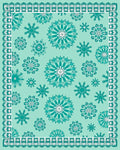 Teal Snowflake Medallion Lace Border Rug
