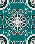 Teal White Geometric Mandala Pattern Rug