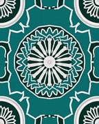 Teal White Geometric Mandala Pattern Rug
