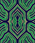 Symmetrical Green And Navy Abstract Design Rug