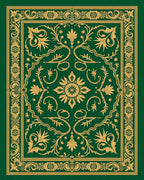 Green Gold Royal Floral Scrollwork Rug