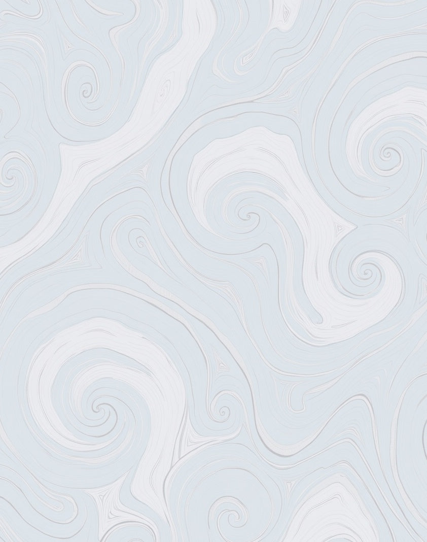 Abstract Swirls Light Blue White Rug