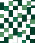 Modern Green Square Geometric Design Rug