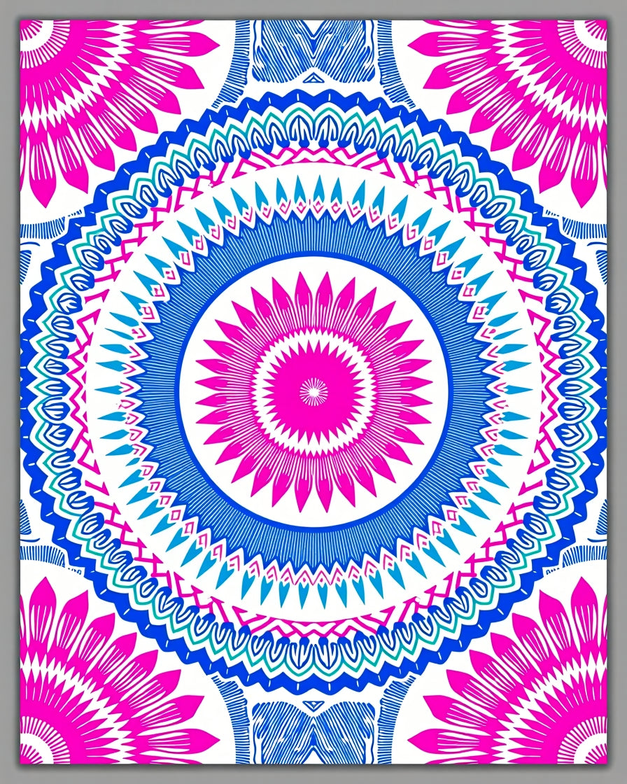 Vibrant Geometric Mandala Pattern Rug