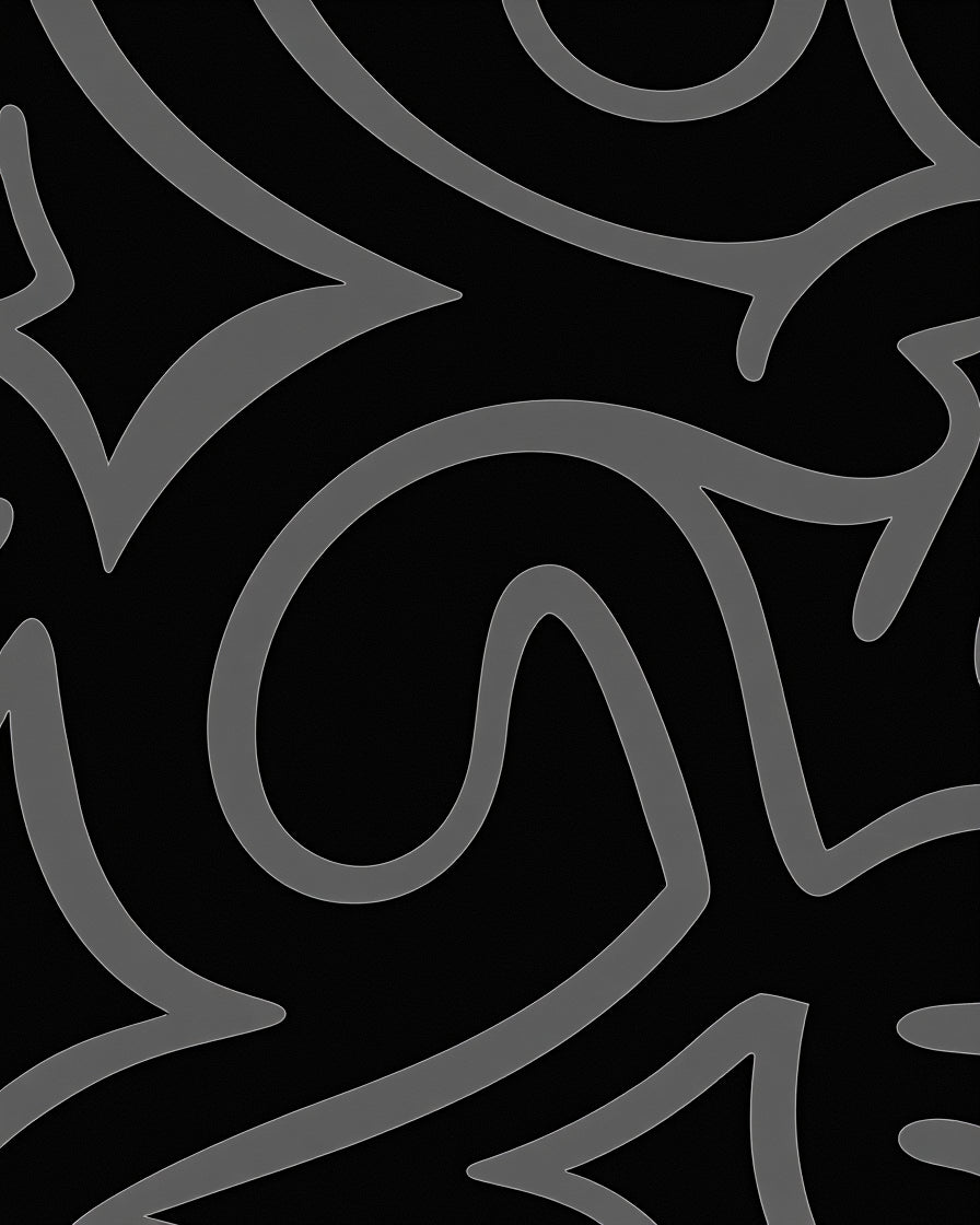 Abstract Grey Swirl Pattern Rug