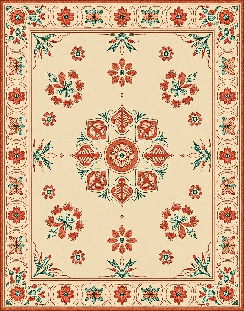 Heritage Floral Medallion Cream Rug