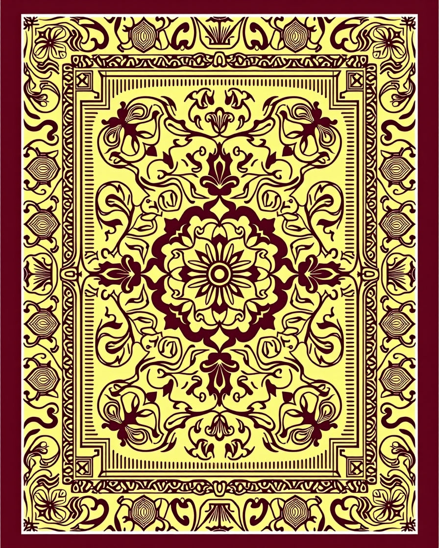 Vintage Floral Scrollwork Pattern Rug